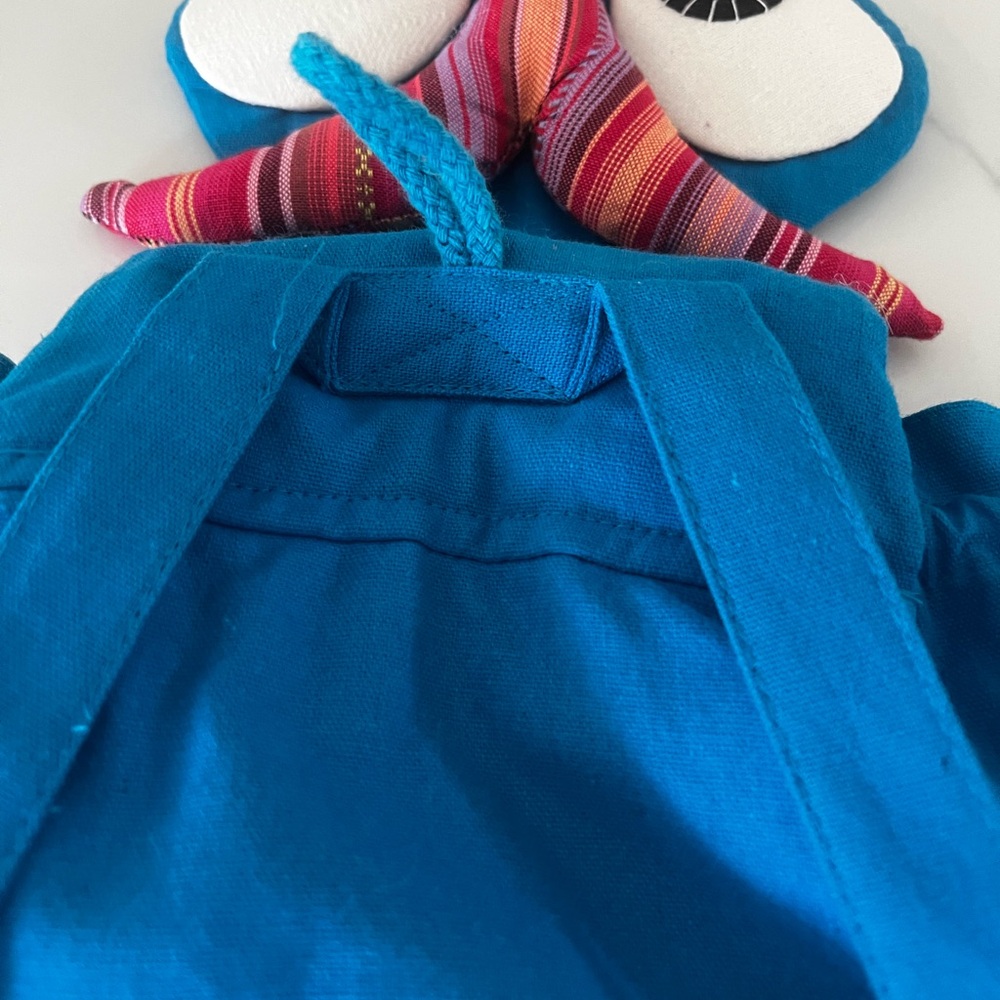 Handmade Multicolor Owl Patchwork Backpack - Blue Base - Picture 7 of 8